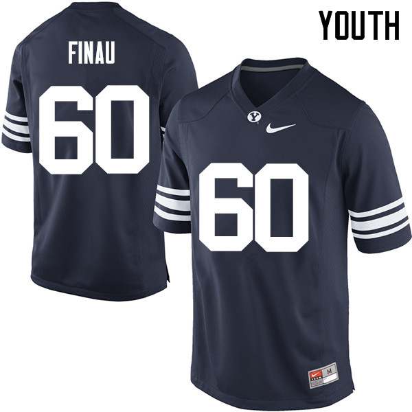 Youth #60 Paula Finau BYU Cougars College Football Jerseys Sale-Navy - Click Image to Close